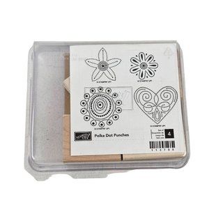 Stampin Up Polka Dot Punches Set Rubber Stamps Wood Mount Scrapbooking Craft